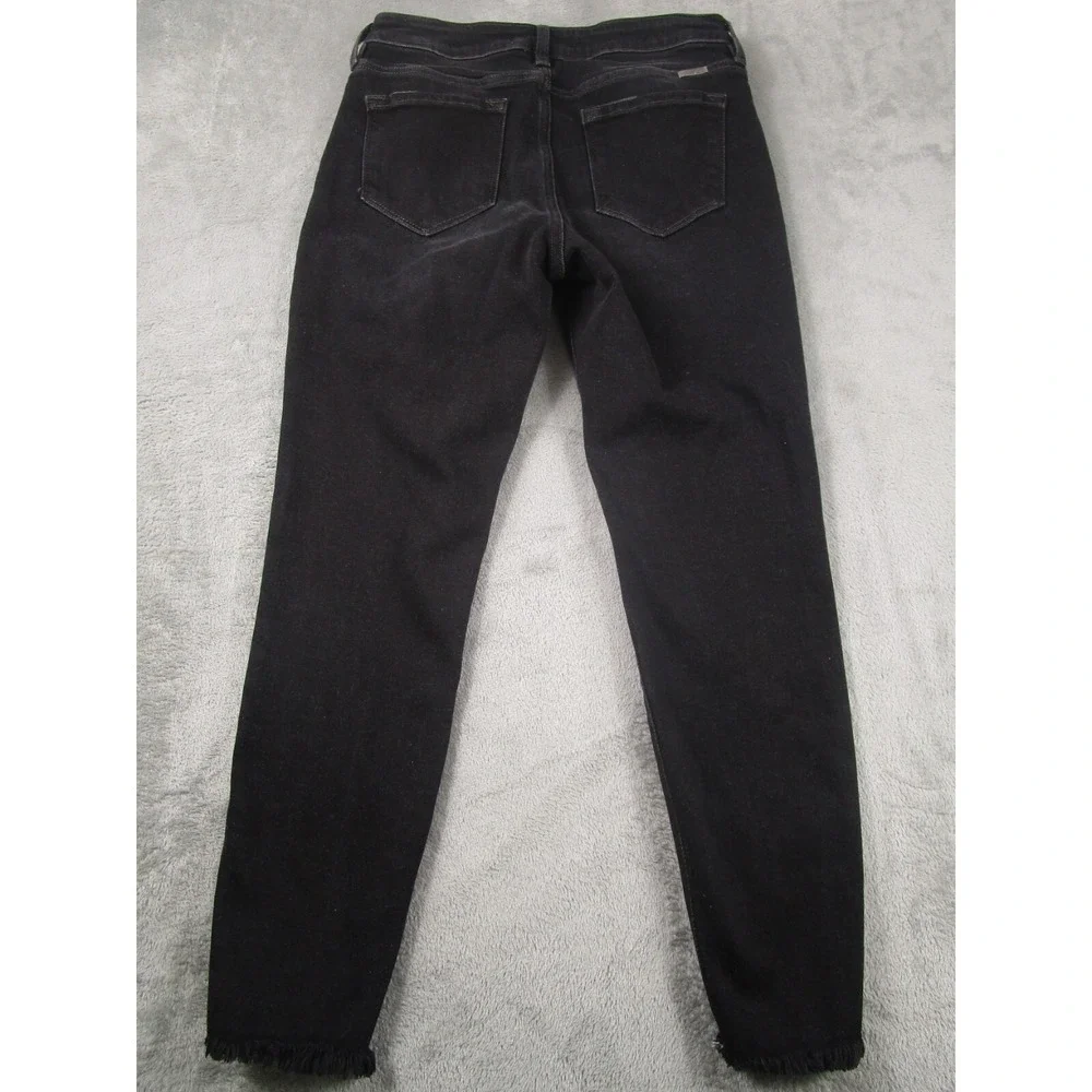 Kancan‎ Jeans Womens 30 Black Denim Ankle Skinny Ripped Fringe Hem